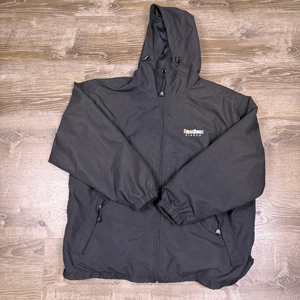 VTG UltraClub Walt Disney World Windbreaker Mens XL Black Downtown Disney Jacket